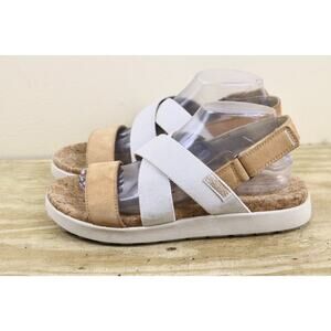 Keen Sandals Womens 10 Brown Color Block Leather Canvas Elle Criss Cross Shoes